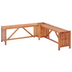 Solid Acacia Wood Garden Corner Bench with Planter 117x117x40cm