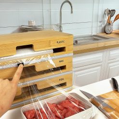 3 Grid Bamboo Food Wrap Dispenser