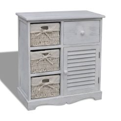 3 Left Weaving Basket Wooden Cabinet