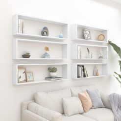 6 Piece Wall Cube Shelves Set 100x15x30cm