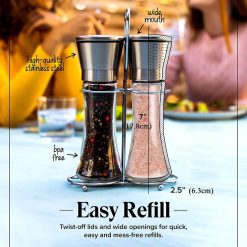 Alternative view of Stainless Steel Modern Salt and Pepper Grinder Set