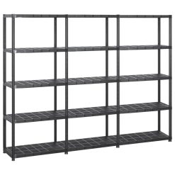 5-Tier Plastic Storage Shelf 213x38x170cm - Black
