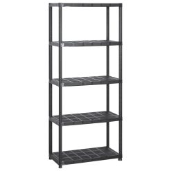 Alternative view of 5-Tier Plastic Storage Shelf 213x38x170cm - Black