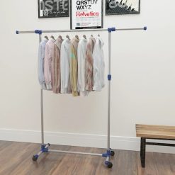 Stainless Steel Adjustable Clothes Rack 165x44x150cm - Silver