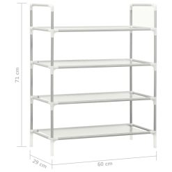 Metal and Fabric 4 Shelf Shoe Rack - Silver - Complete Storage Solutions