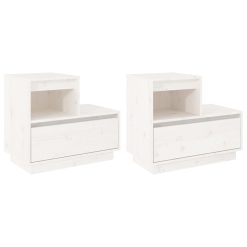 Alternative view of 2 Piece Solid Pinewood Bedside Cabinet Set 60x34x51cm