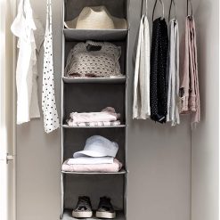 2 Piece 5 Tier Foldable Hanging Closet Organiser Set