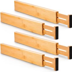 4 Piece Bamboo Adjustable Kitchen Drawer Divider Set