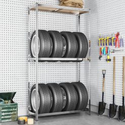 2-Layer Steel Tyre Rack 110x40x180cm