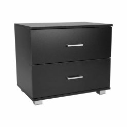 Alternative view of 2 Drawer Bedside Table Cabinet - Black