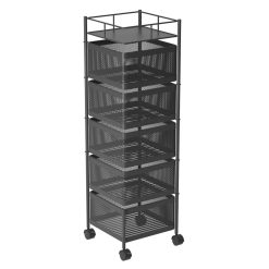 5 Tier Square Rotating Kitchen Cart with Wheels