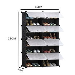 Alternative view of 8 Tier 2 Column Shoe Rack 85x32x125cm - Black