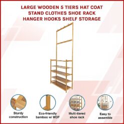Alternative view of 5 Tier Coat Stand 70x24x171cm