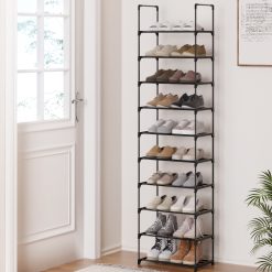 10-Tier Shoe Rack - Black