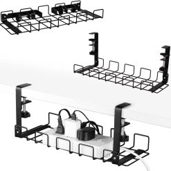 2 Piece Under Desk Cable Management Tray Set