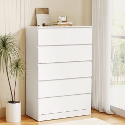 6 Chest of Drawers 80x40x121cm - White
