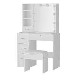 Dressing Table Set with Stool - White