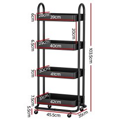 Alternative view of 4 Tier Storage Trolley 45.5x35x103.5cm
