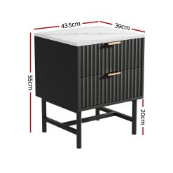 Alternative view of 2 Drawer Bedside Table 43.5x39x55cm - Black