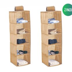 Alternative view of 2 Piece 5-Tier Hanging Closet Organiser - Beige