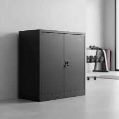 Two-Door Metal Short Cabinet 90x45x90cm - Black