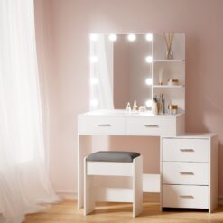 10 Bulb Dressing Table Set - White