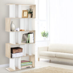 5 Tier Display Storage Unit - White Brown