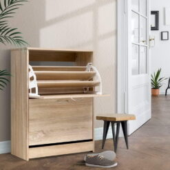 24 Pair Shoe Cabinet - Oak