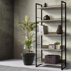Wood-grain 5 Tier Display Shelf