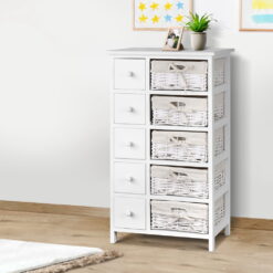 5 Basket Storage Drawers - White