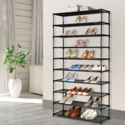 50 Pairs 10 Tier Shoe Rack Metal Shelf Holder Stackable Portable Black