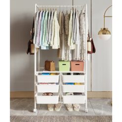 Alternative view of Metal Modern Style Wardrobe Rack 63x37x156cm