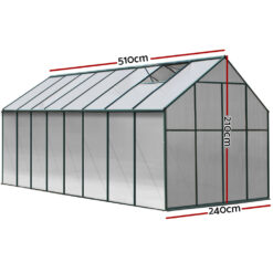 Alternative view of Aluminium Greenhouse 5.1x2.44M