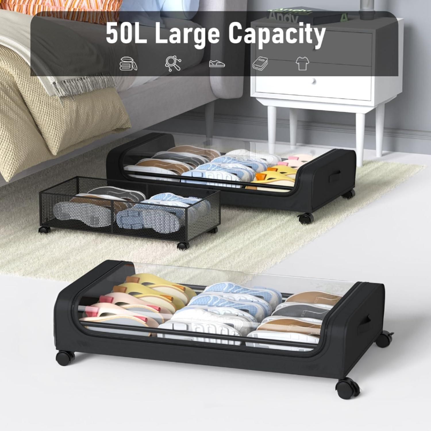 Alternative view of 50L Under Bed Rolling Storage Containers