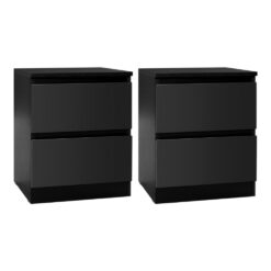 2 Piece Double Drawer Bedside Table Set 40x39.5x50cm