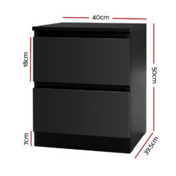 Alternative view of 2 Piece Double Drawer Bedside Table Set 40x39.5x50cm