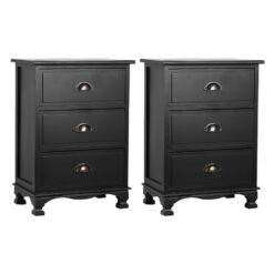 2 Piece 3 Drawer Bedside Table Set