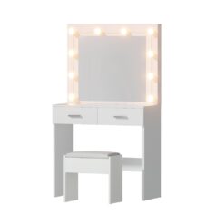 Dressing Table with Lights Set 80x36x141cm - White