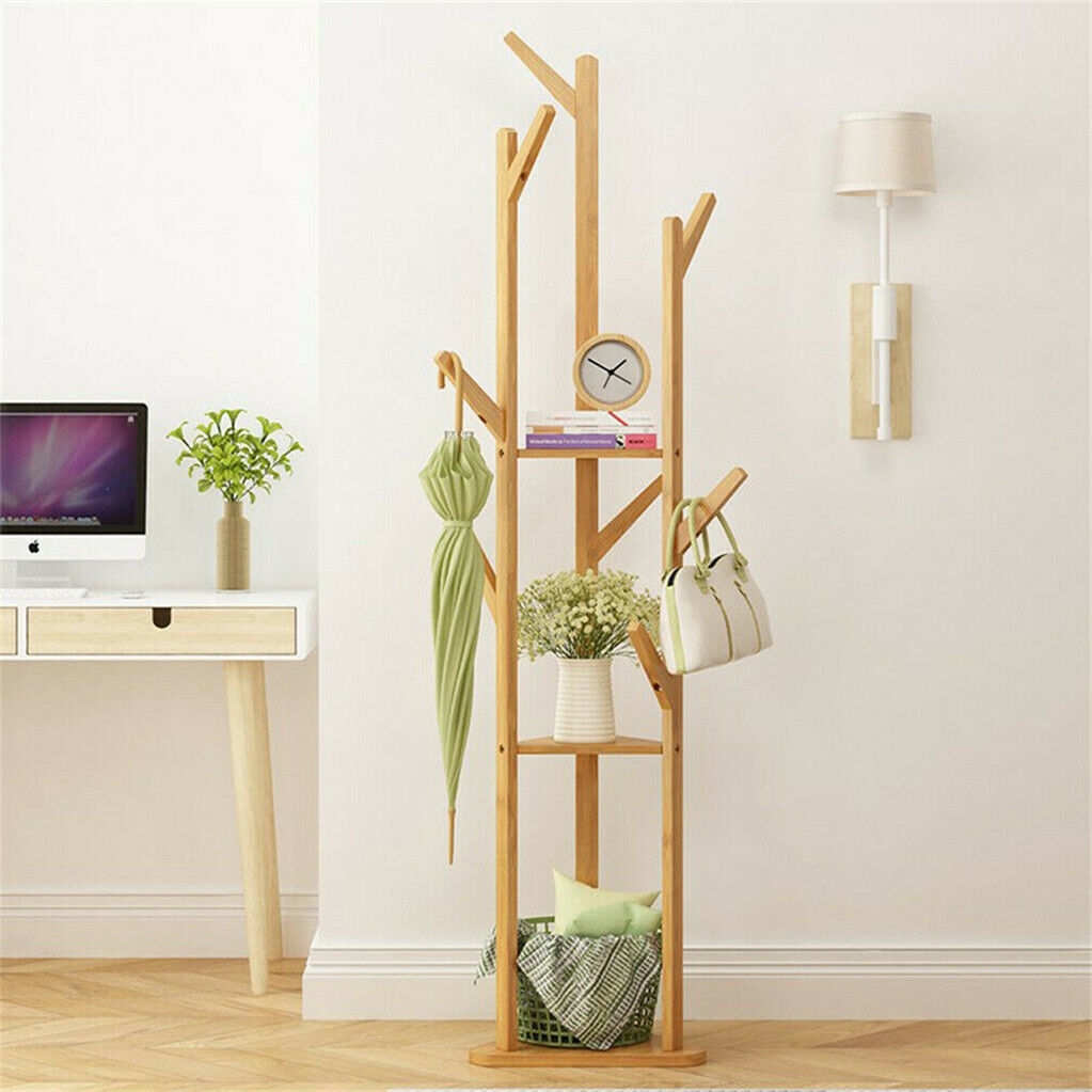 Bamboo Coat Rack with Umbrella Holder 31x31x166cm