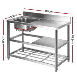 Alternative view of Stainless Steel Kitchen Bench 120x50x90cm