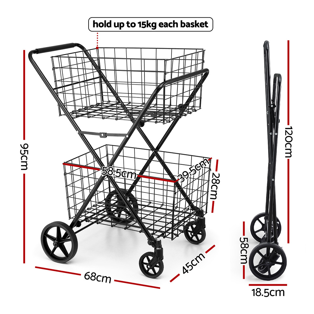 Alternative view of Foldable Shopping Trolley Cart 68x45x95cm