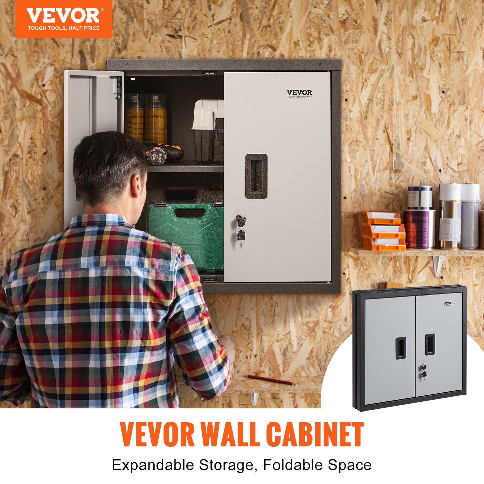 Alternative view of Wall Garage Cabinet 66x30x66cm