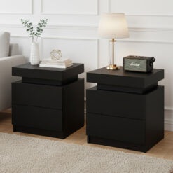 2 Piece 2 Drawer Bedside Table Set with Lift Up Storage 45x35x52cm