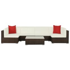 7 Piece Poly Rattan Garden Lounge Set with Cushions