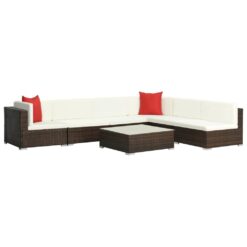 Alternative view of 7 Piece Poly Rattan Garden Lounge Set with Cushions