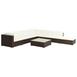 Alternative view of 8 Piece Poly Rattan Garden Lounge Set with Cushions
