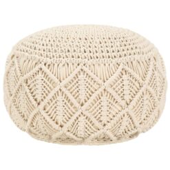 Macrame Handmade Pouffe Cotton 45x30cm - White