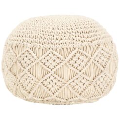 Macrame Handmade Pouffe Cotton 45x30cm - White