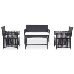 Alternative view of 4 Piece Poly Rattan Garden Lounge Set with Cushion
