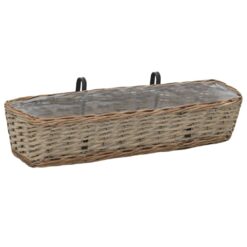 Alternative view of 2 Piece Balcony Planter Wicker with PE Lining 80cm 80x20x15cm - Brown
